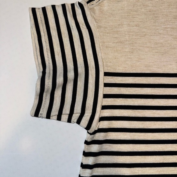 Max Studio Black and Cream Striped Tunic Top - Picture 3 of 5